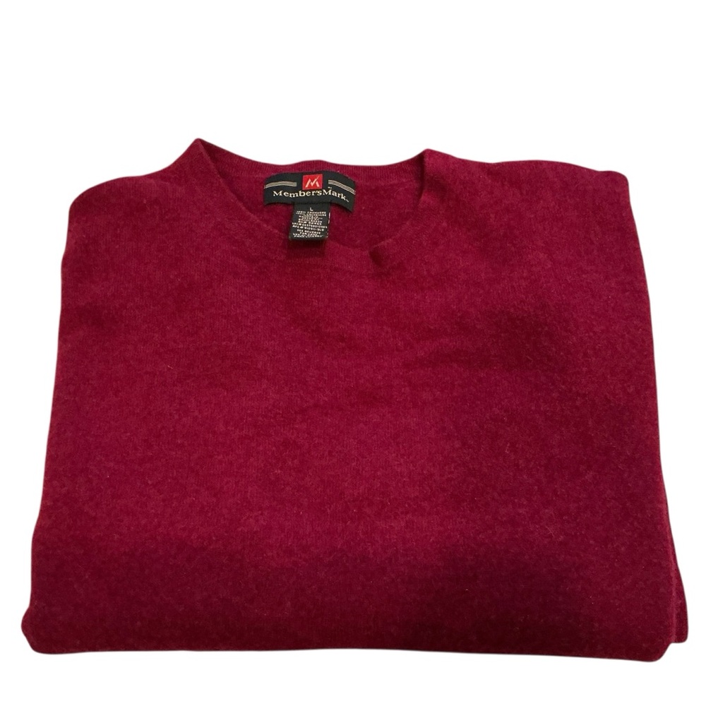 Members mark men’s 100% cashmere maroon crew neck sweater long sleeve size large